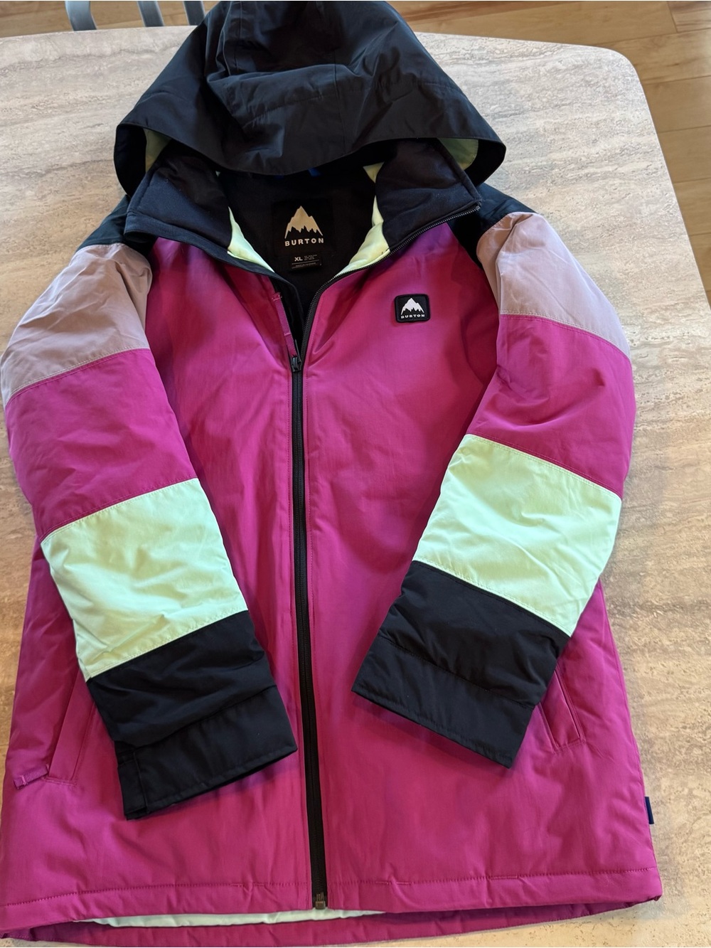 Burton Hart Girls Magenta, Mint & Black Colorblock Puffer Jacket - Size 14